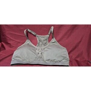 Danskin Intimates XL Brown Lacey Racerback Bra Athleisure Ined Removeable EUC